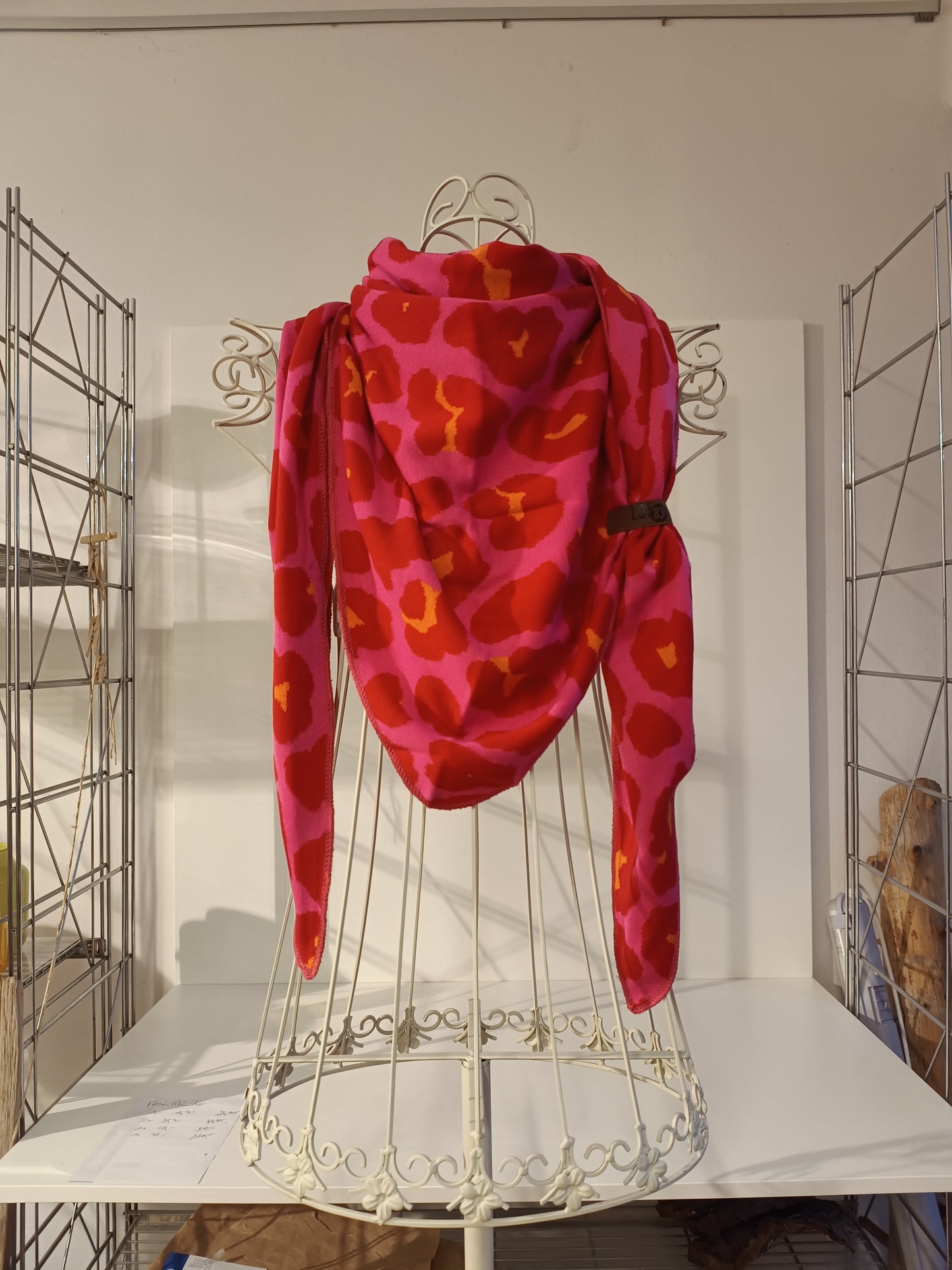 Schal Leomuster Pink/Rot