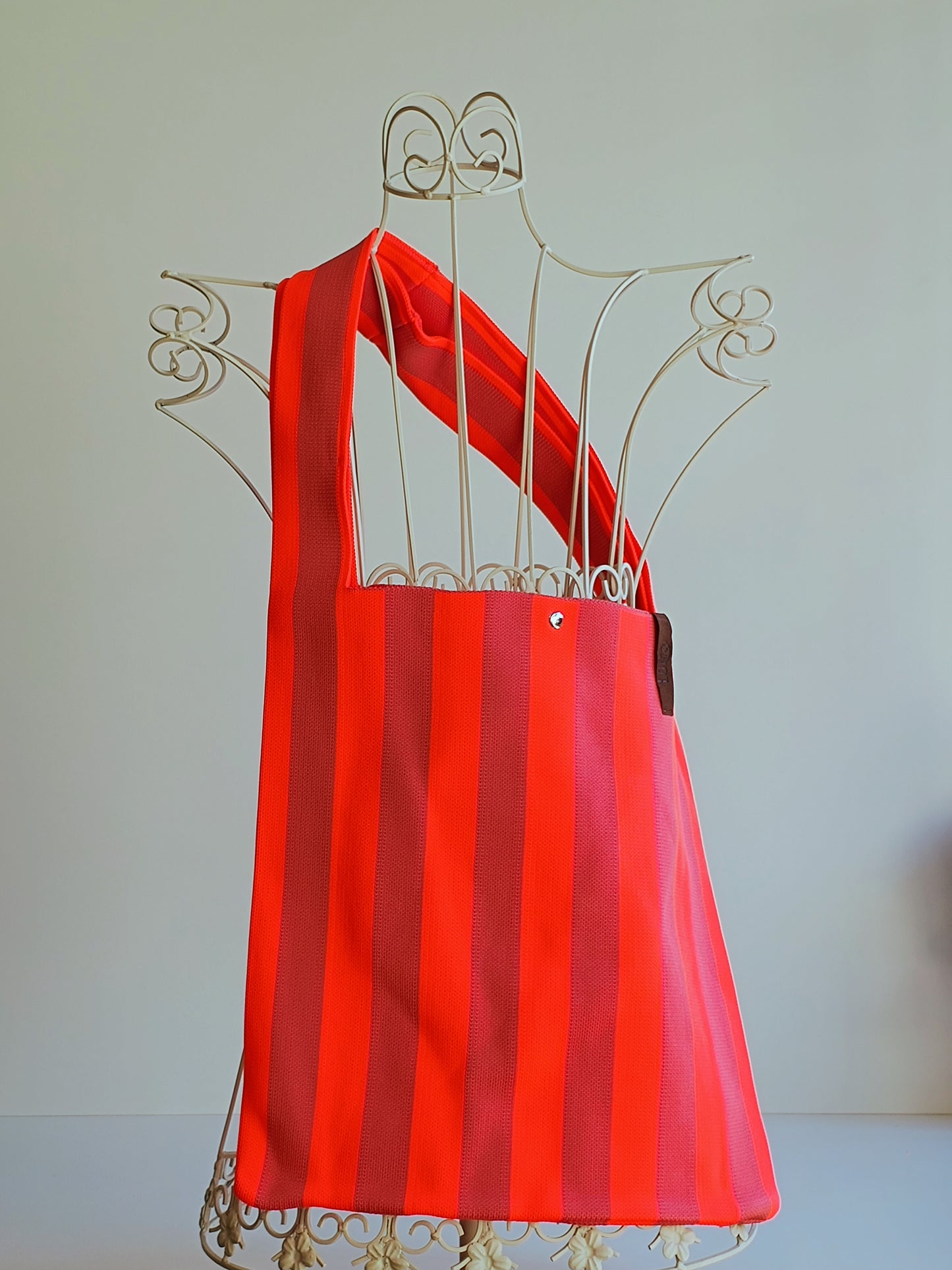 Tasche LOT 83 Streifen neonorange/rot