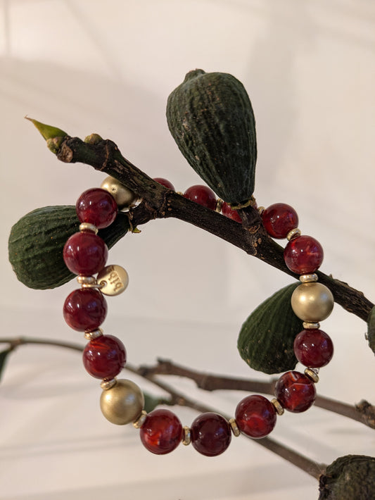 Armband Rot/Braun/Gold