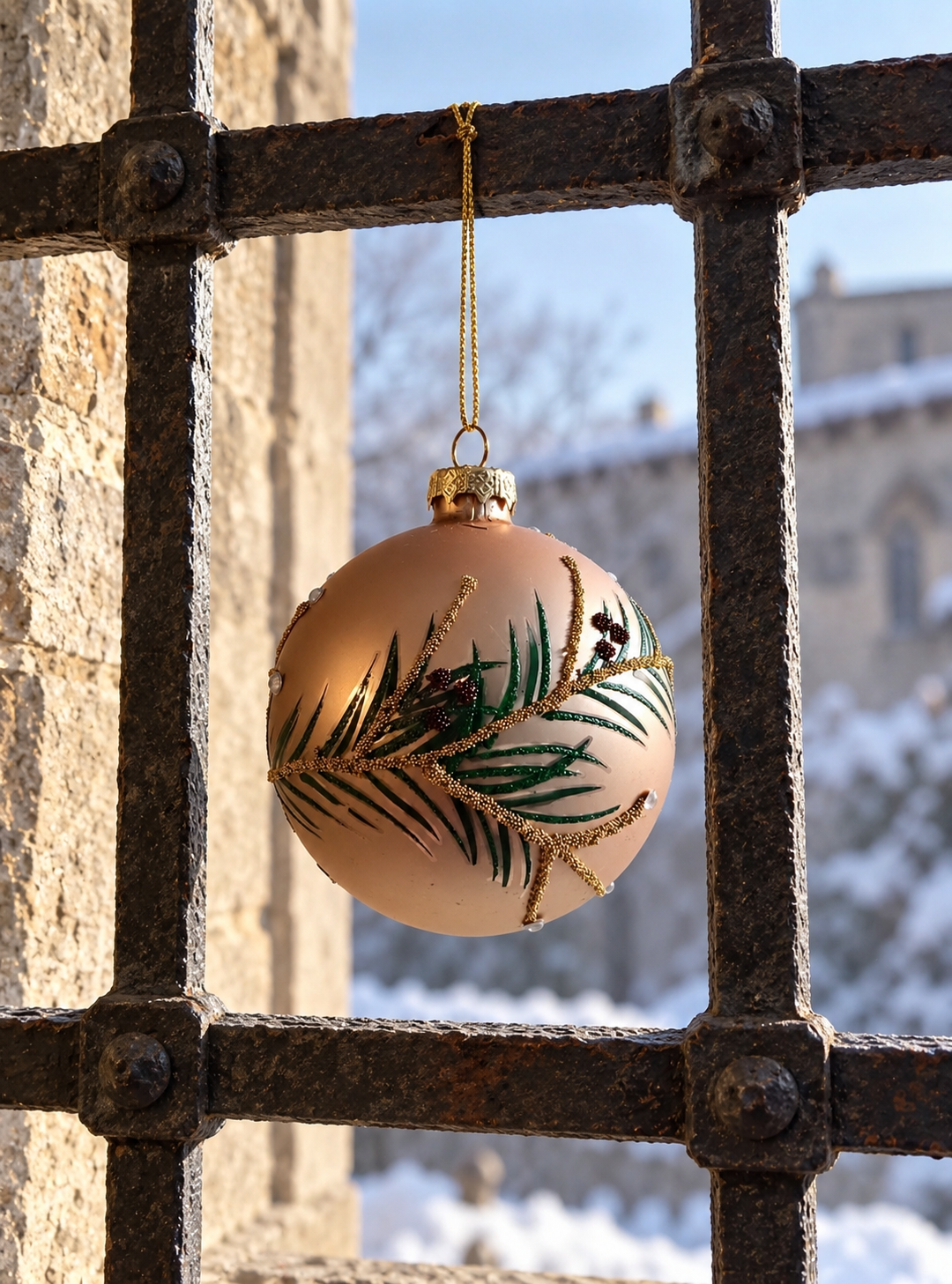 Christmas Glaskugel mit Tannenzweig
