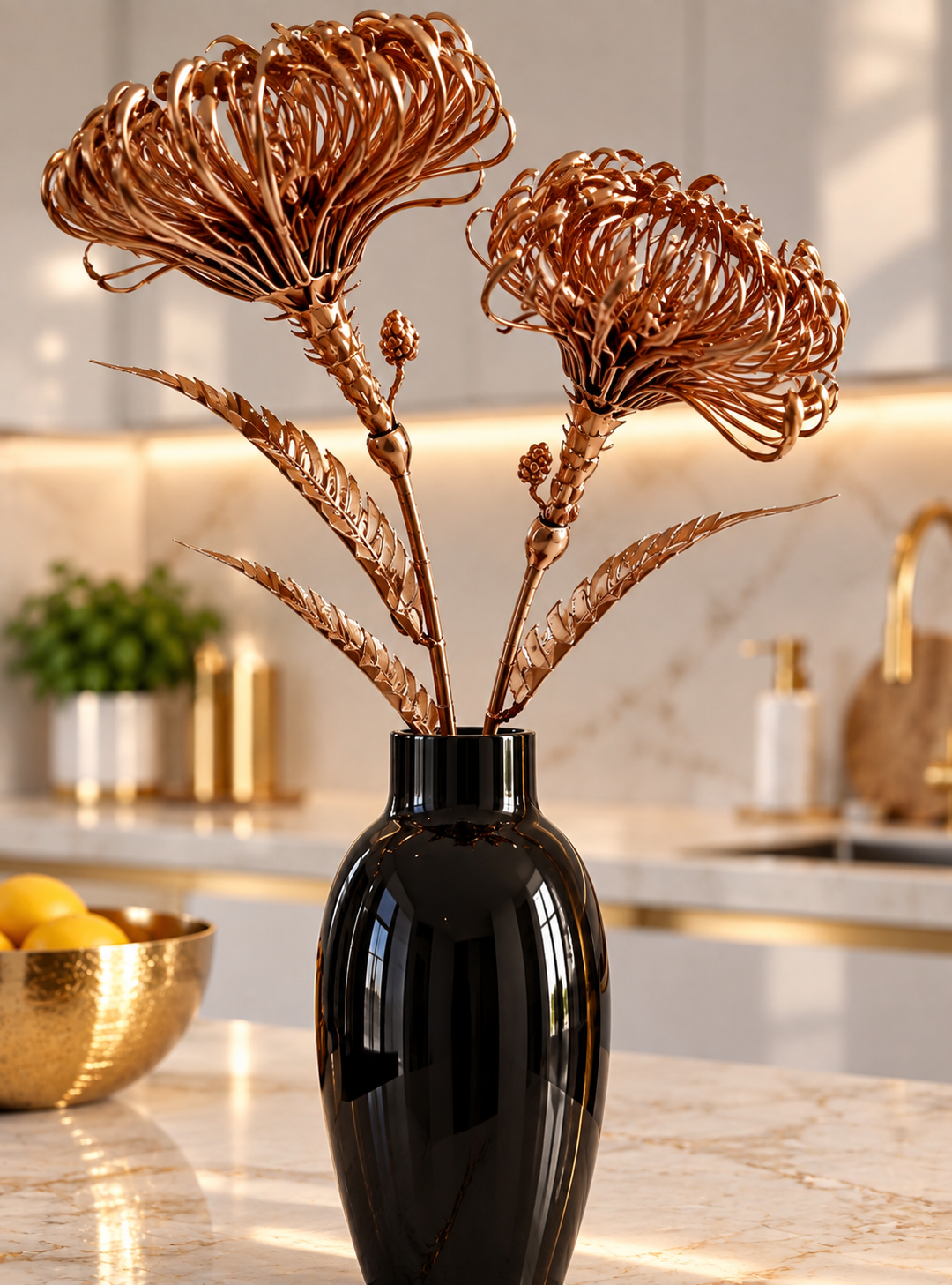 Dekozweig Protea - Gold glänzend