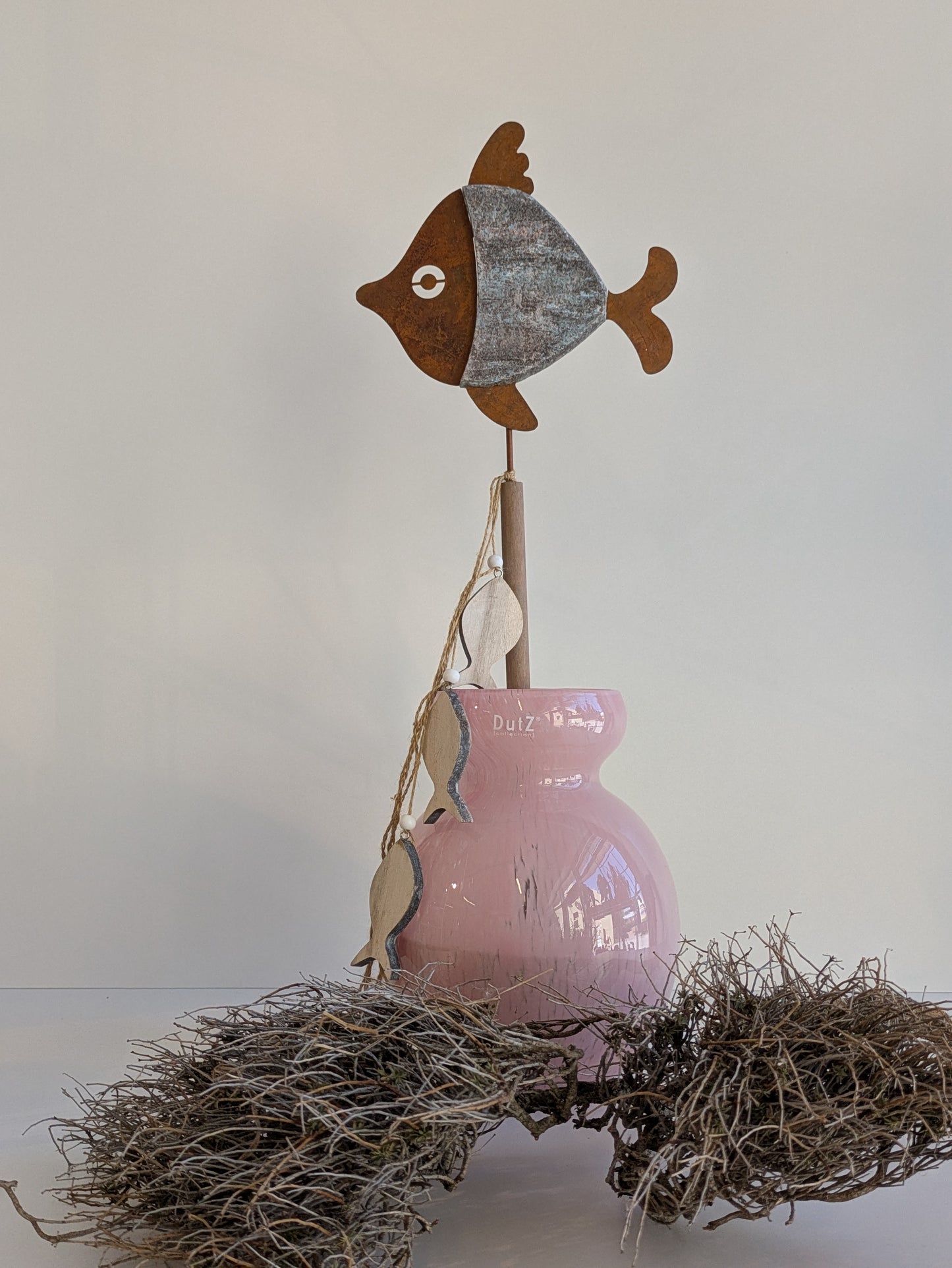 Fischstecker Holz Metall