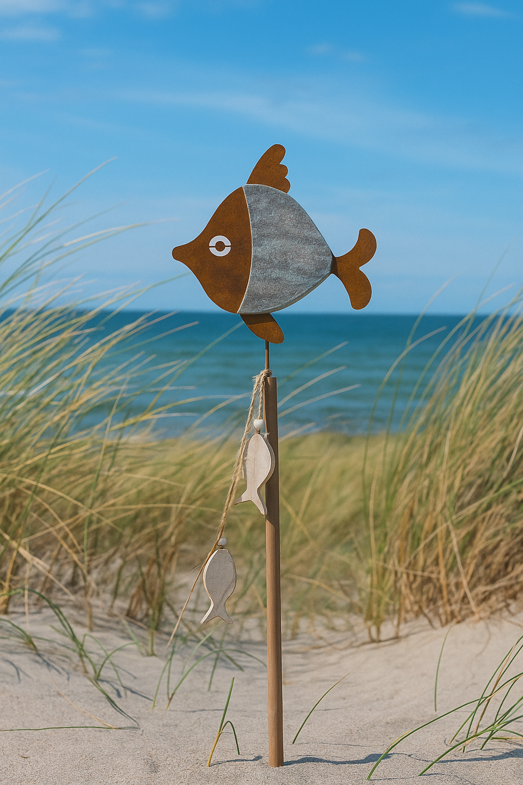 Fischstecker Holz Metall