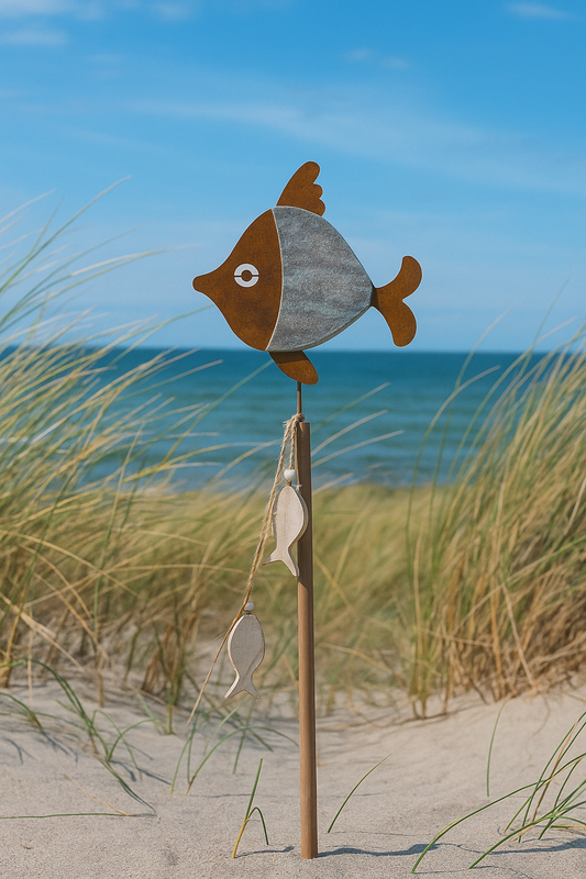 Fischstecker Holz Metall