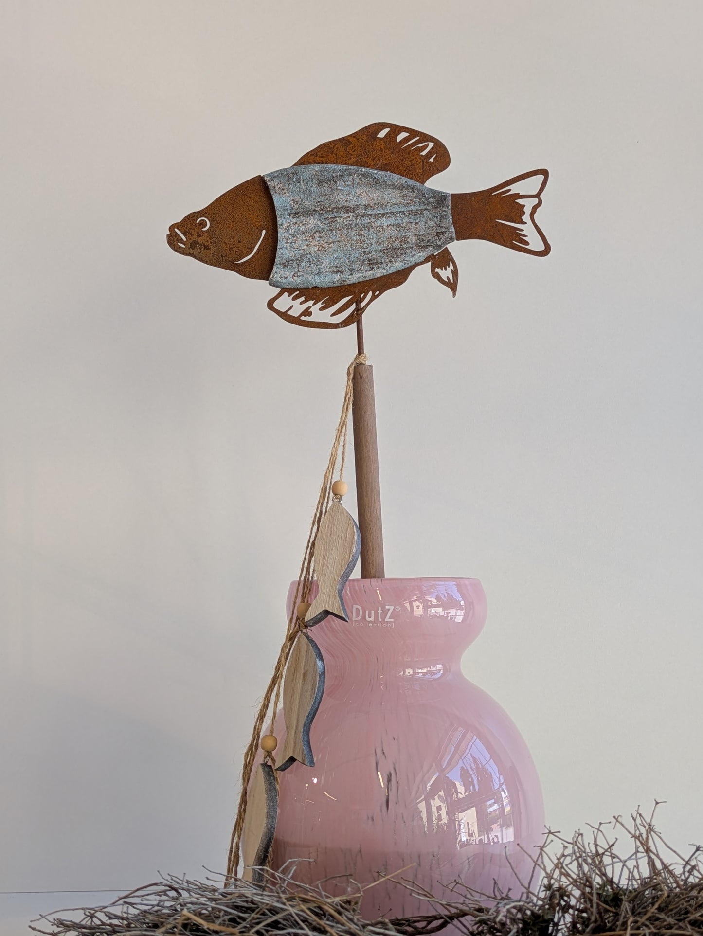 Fischstecker Holz Metall