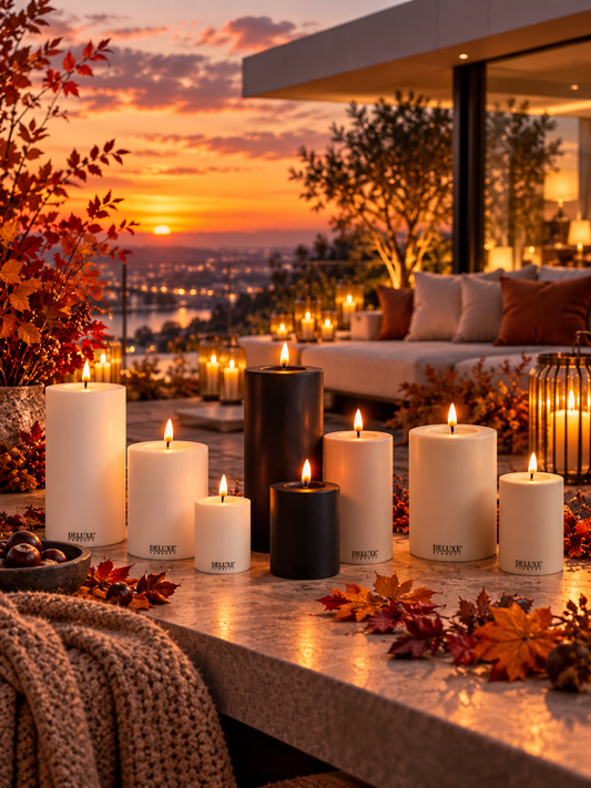LED Outdoorkerze von DELUXE mit Batterien  und passender Fernbedienung