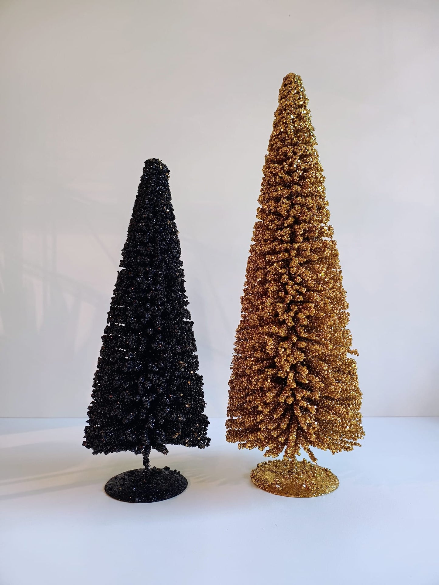 Dekobäume Schwarz und Gold mit Glitzer