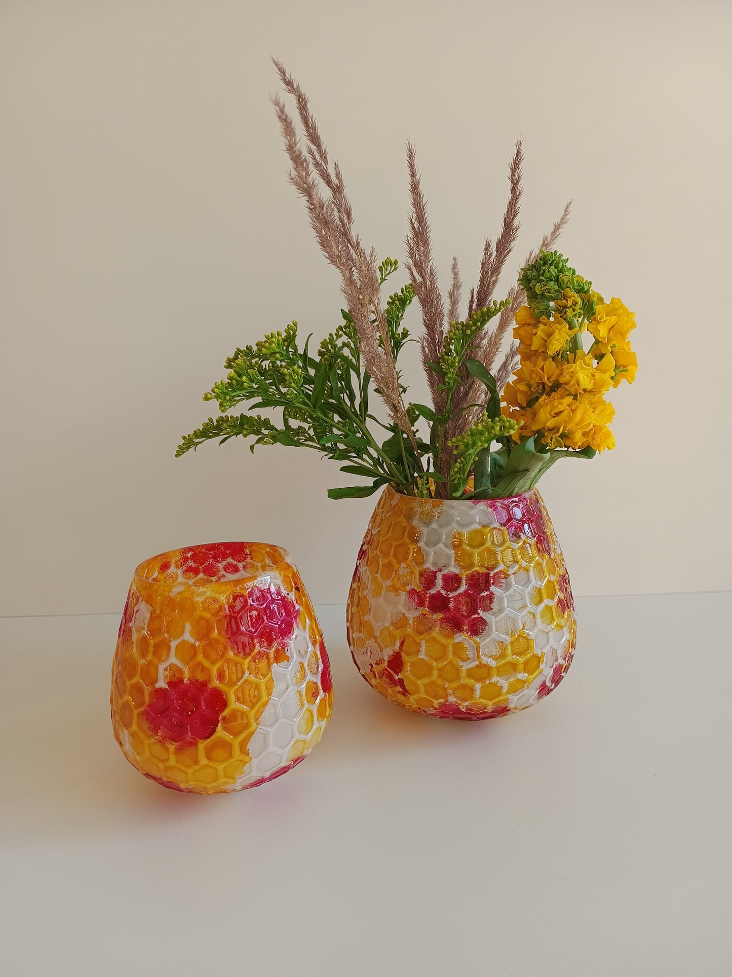 Glas "Salimata Yellow Pink" von PTMD