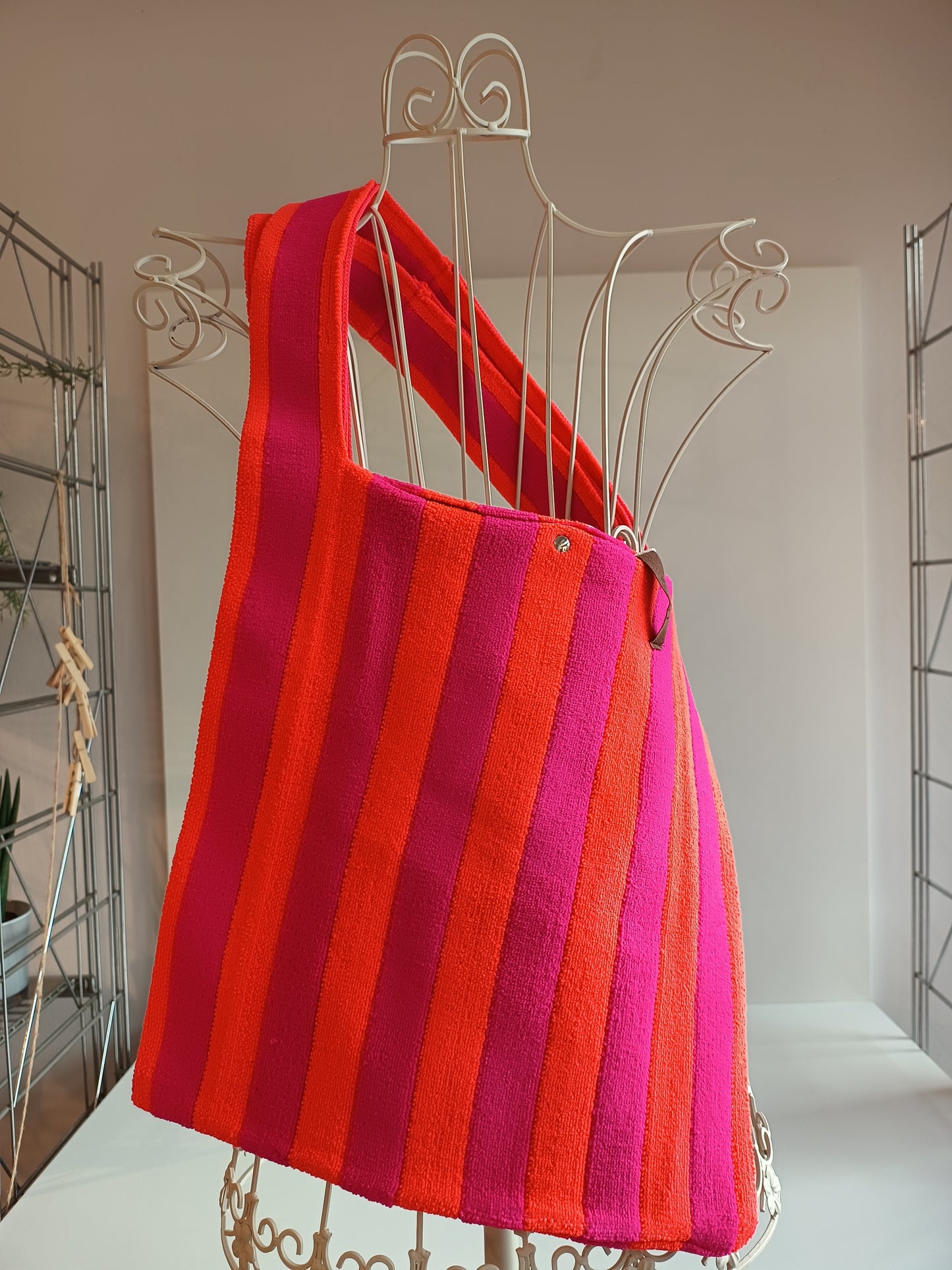 Tasche Lot 83 gestreift Orange/Pink