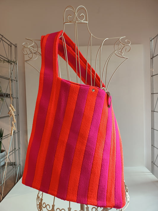 Tasche Lot 83 gestreift Orange/Pink