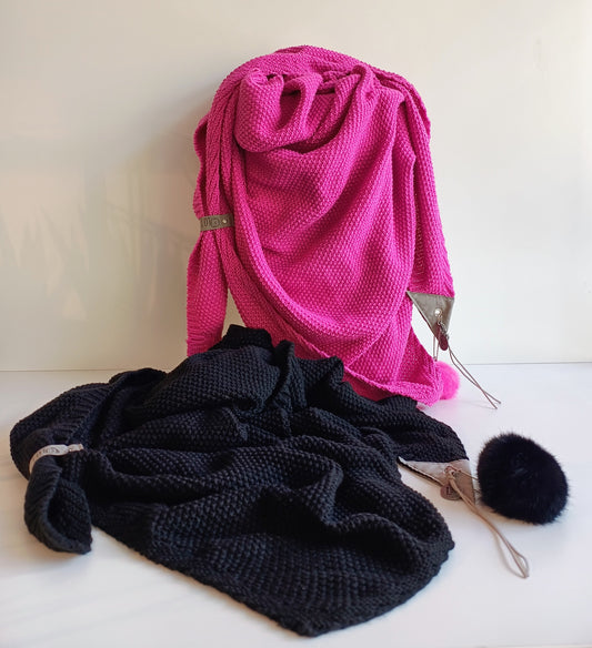 Schal Lot 83 schwarz und pink