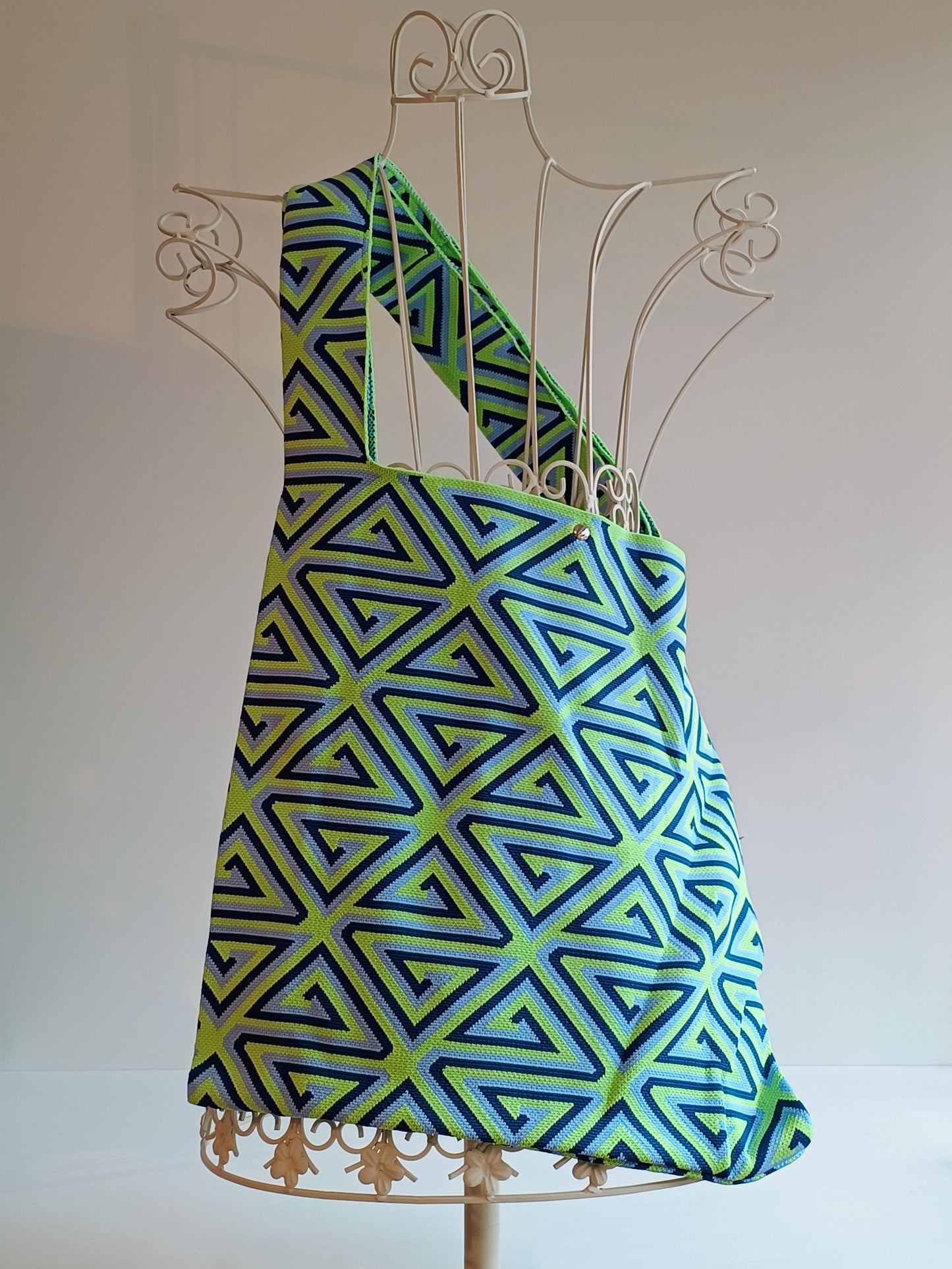 Tasche Lot83 blau/grün/lime Muster