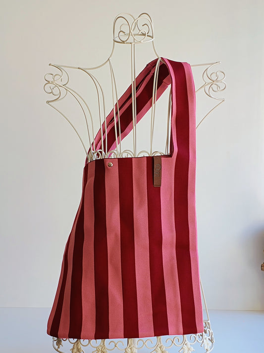 Tasche LOT 83 Streifen bordeaux/rosa
