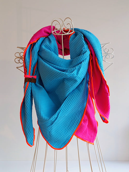 Wende-Dreiecksschal LOT 83 blau/pink