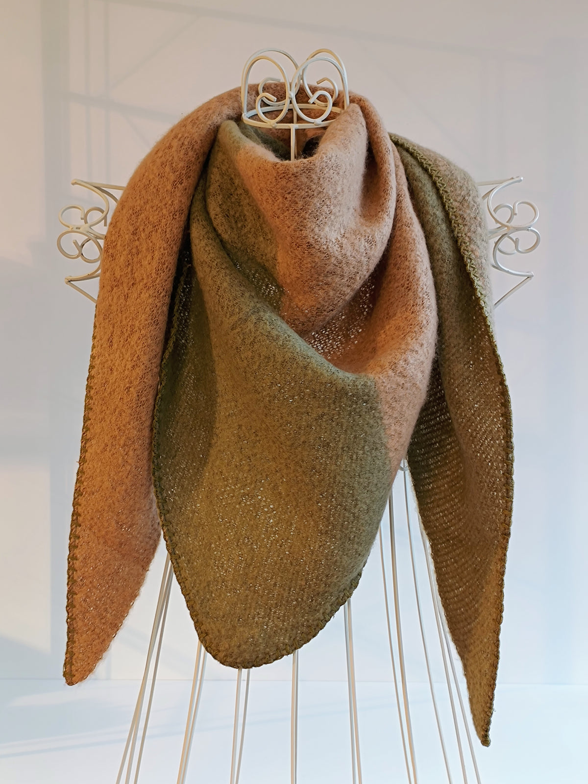 Schal Lot83 Olivgrün/beige gemustert