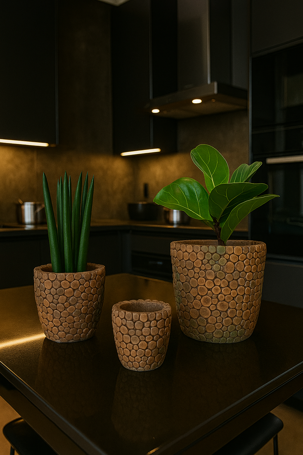 Übertöpfe "Jannicke Black Zement" von PTMD